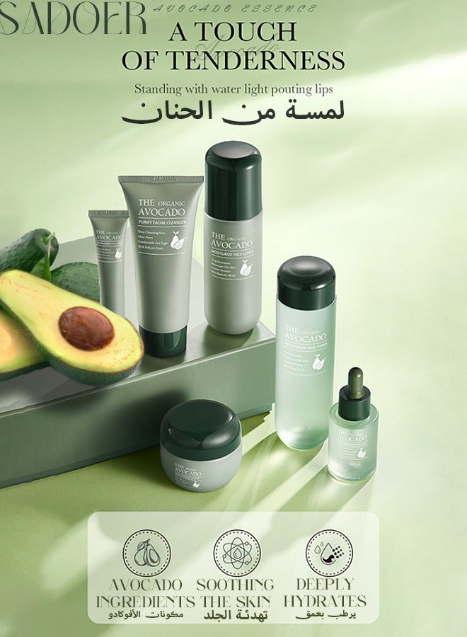 SADOER Avocado Skincare Set, 6-In-1 Skincare Gift Set With Facial Cleanser, Face Serum, Face Cream, Eye Cream, Toner & Lip Balm, Anti-Aging Skin Care Kit For Women, Birthday Gifts Set For Teen Girls - Image 3