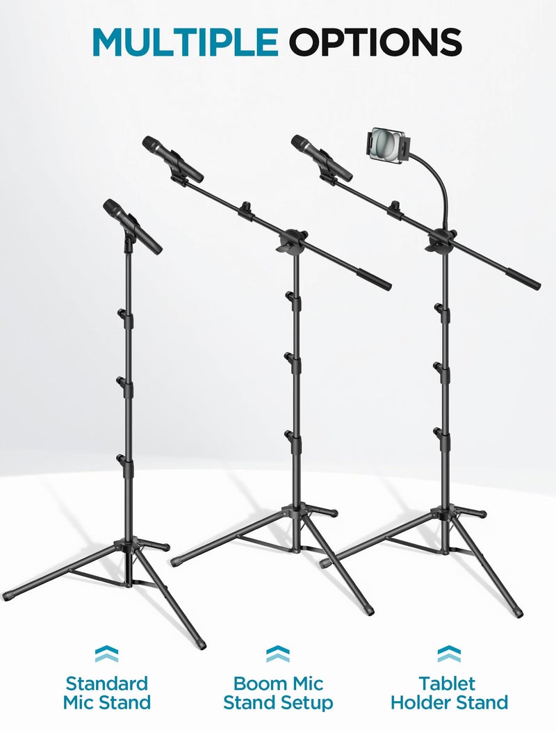 InnoGear Mic Stand, 6 in 1 Microphone Stand Floor with Tablet Phone Holder Height Adjustable from 30" to 72" Mic Stand Tripod Boom Arm with Gooseneck Carrying Bag for Singing Karaoke Stage - Image 3