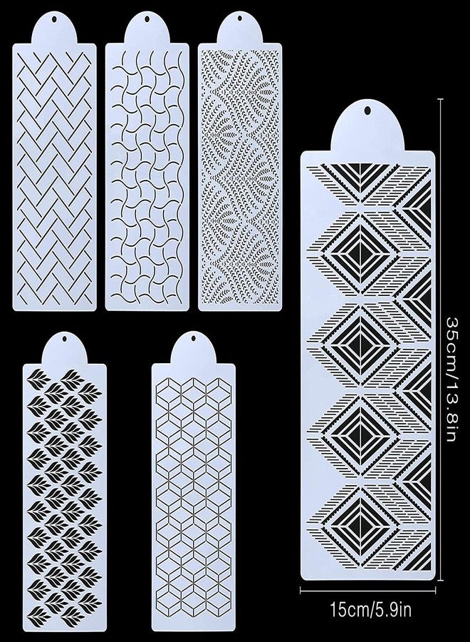 MAKA Set of 6 Cake Decorating Templates Cake Printing Hollow Lace Decoration Molds Plastic Baking Stencils for Cupcake Cookie Wedding Cake Decoration Supplies - Image 2
