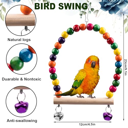 JINJINANV Bird Toys for Parakeets 7Pcs Wood Parrots Budgie Cage Accessories Bird Perch Swings for Small Conure Cockatiel Toys Bird Ladder Swing for Parakeets Climbing 18 - Image 3