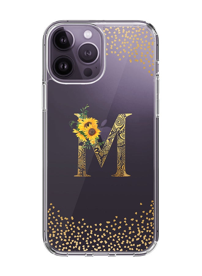 Stylizedd Classic Clear Case For iPhone 14 Pro Max, Hybrid Soft Case Cover- Custom Monogram Initial Letter Mandala Floral Pattern Alphabet - M(Transparent) - Image 1