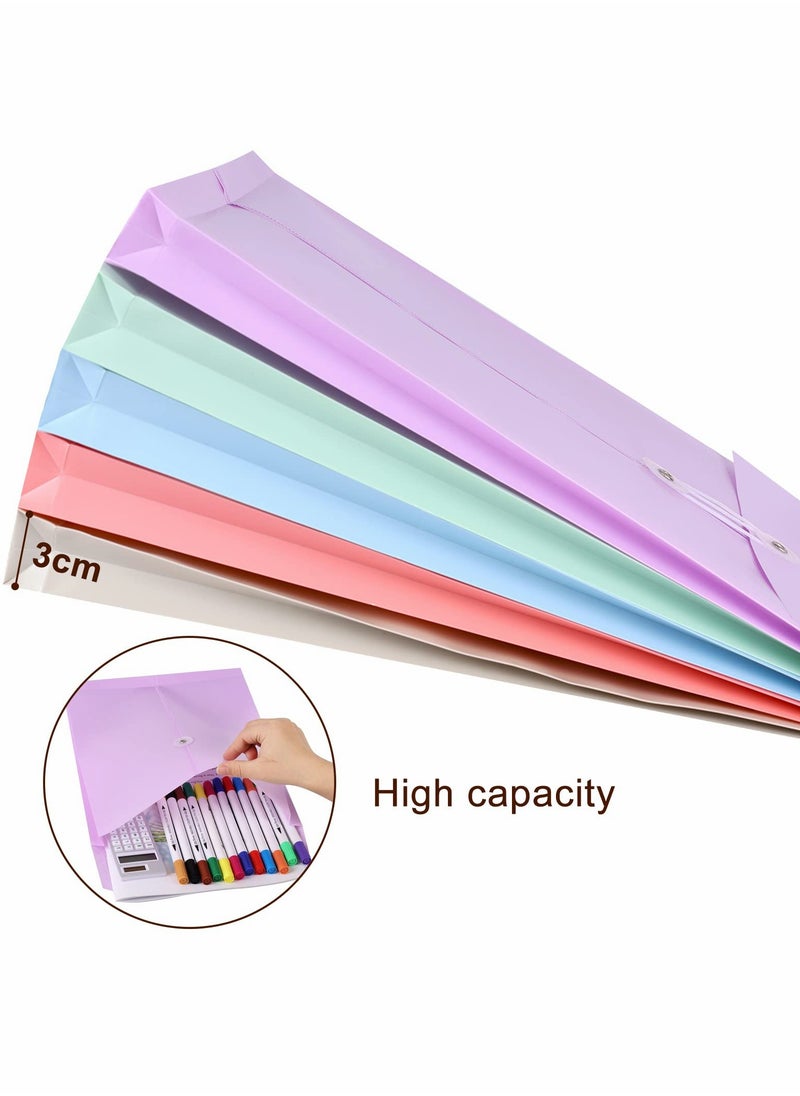 Generic - A4 Folder, Plastic Expandable Envelope Document Bag with String Tie Closure , Large Capacity Information Bag for Home Office School 8pcs, 4 Colors - Image 1