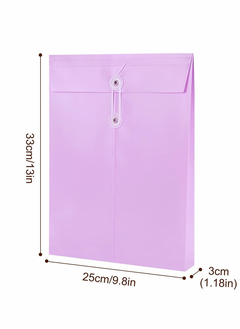 Generic - A4 Folder, Plastic Expandable Envelope Document Bag with String Tie Closure , Large Capacity Information Bag for Home Office School 8pcs, 4 Colors - Image 1