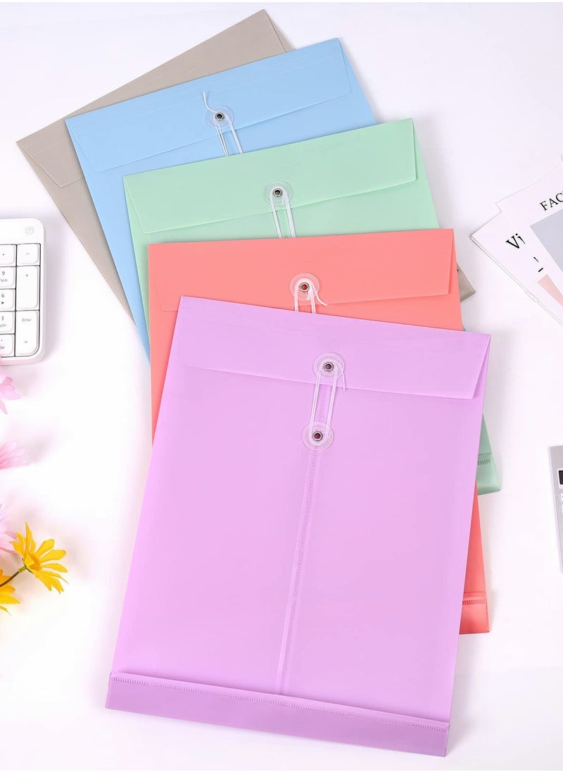 Generic - A4 Folder, Plastic Expandable Envelope Document Bag with String Tie Closure , Large Capacity Information Bag for Home Office School 8pcs, 4 Colors - Image 1