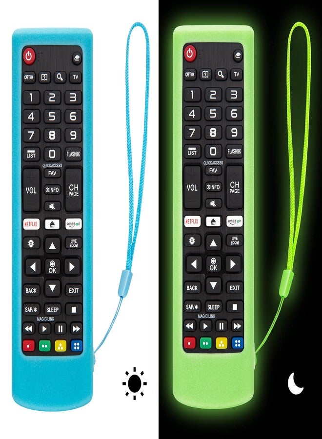 Angrox 2 Pack Silicone Protective Case for LG Smart TV Remote (Glow in The Dark, Luminous Green + Blue) - Image 1