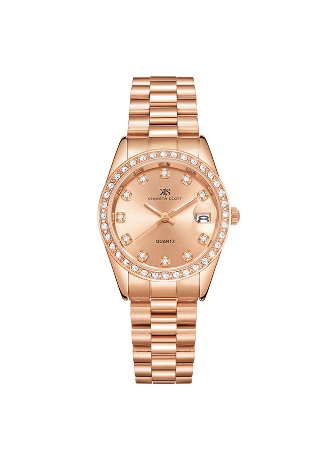 KENNETH SCOTT Women's Analog Tonneau Shape Stainless Steel Wrist Watch K23545-RBKK - 32 Mm  - Image 1