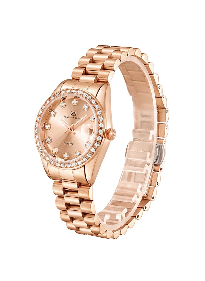 KENNETH SCOTT Women's Analog Tonneau Shape Stainless Steel Wrist Watch K23545-RBKK - 32 Mm  - Image 2