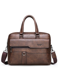 Jeep Men Crossbody Bag Shoulder Bags Vintage Men Handbags Large Capacity PU Leather Bag For Man Messenger Bags Tote Bag purse,Brown  - Image 1