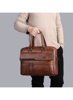 Jeep Men Crossbody Bag Shoulder Bags Vintage Men Handbags Large Capacity PU Leather Bag For Man Messenger Bags Tote Bag purse,Brown  - Image 2