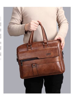 Jeep Men Crossbody Bag Shoulder Bags Vintage Men Handbags Large Capacity PU Leather Bag For Man Messenger Bags Tote Bag purse,Brown  - Image 4