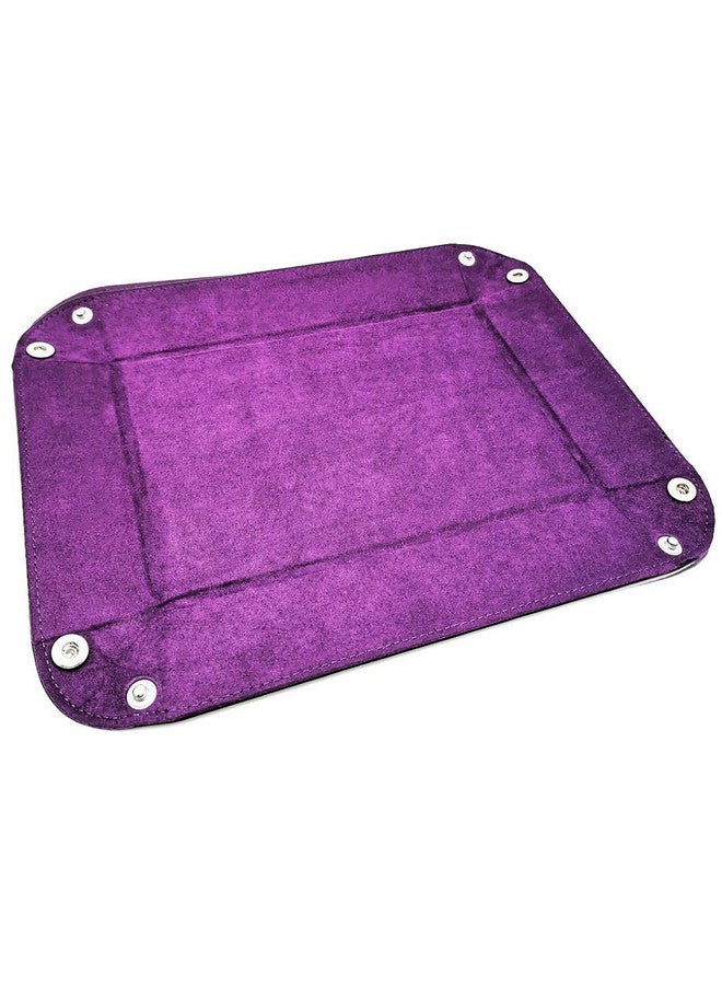 Onwon 2 Pieces Dice Holder Dice Rolling Tray Double Sided PU Leather and Velvet Folding Tray Dice Pad for Dice Gamingand Other Table Games (Blue & Purple) - Image 3