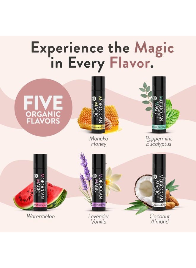 Moroccan Magic Organic Lip Balm Variety Pack | Made with Natural Cold Pressed Argan and Essential Oils | Lip Balm | Smooth Application | Non-Toxic, Cruelty Free | 5 Pack - Image 2