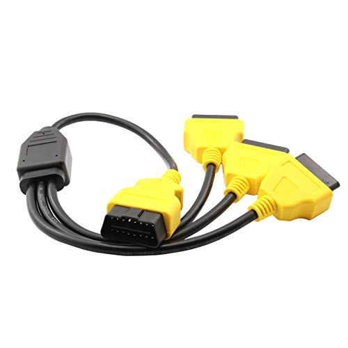 OLLGEN 1.6ft/50cm OBD2 Splitter Cable,3 Way OBD-II Extension Cable,Full 16 Pin OBD Splitter 1 to 3 Female Y Cable Car Diagnostic Extender Cord Adapter (Yellow) - Image 3