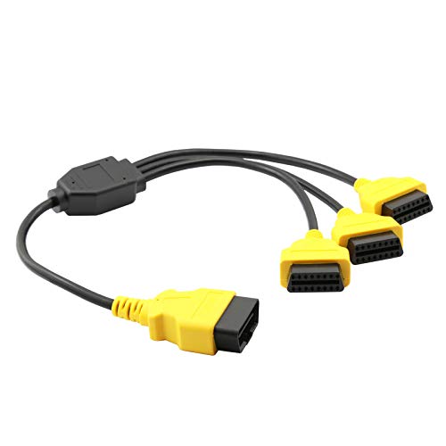 OLLGEN 1.6ft/50cm OBD2 Splitter Cable,3 Way OBD-II Extension Cable,Full 16 Pin OBD Splitter 1 to 3 Female Y Cable Car Diagnostic Extender Cord Adapter (Yellow) - Image 4