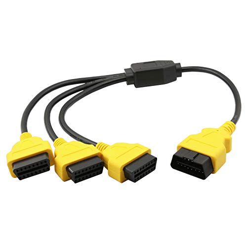OLLGEN 1.6ft/50cm OBD2 Splitter Cable,3 Way OBD-II Extension Cable,Full 16 Pin OBD Splitter 1 to 3 Female Y Cable Car Diagnostic Extender Cord Adapter (Yellow) - Image 1