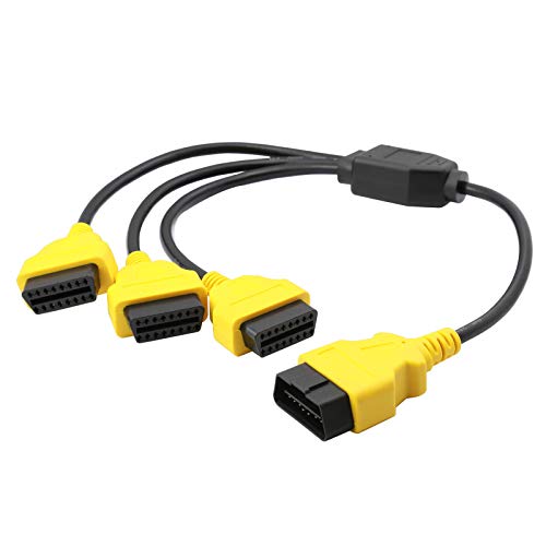 OLLGEN 1.6ft/50cm OBD2 Splitter Cable,3 Way OBD-II Extension Cable,Full 16 Pin OBD Splitter 1 to 3 Female Y Cable Car Diagnostic Extender Cord Adapter (Yellow) - Image 2