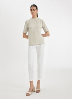 DeFacto Regular Fit Half Turtleneck Ribbed Short Sleeve Basic T-Shirt  - Image 4