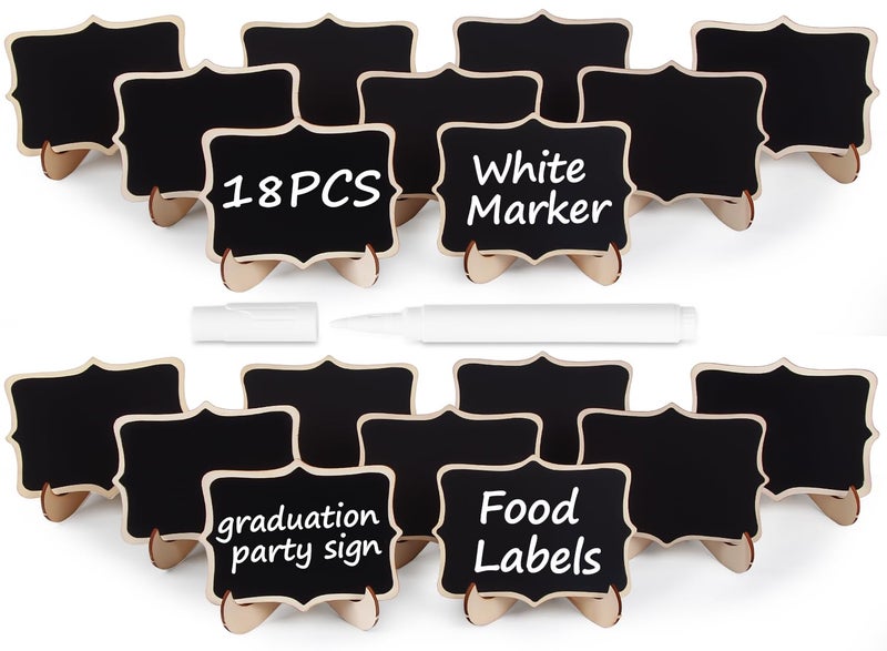 Herda 18PCS Mini Chalkboard Signs with Easel StandFood Labels for Party Buffet for Graduation DecorWedding SignsCatering Supplies Buffet DisplayParty SuppliesPlace CardsReserved Table Numbers - Image 2