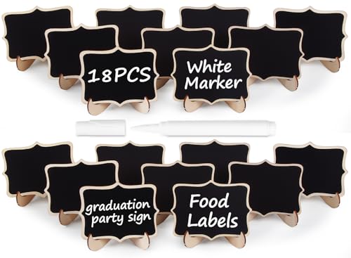 Herda 18PCS Mini Chalkboard Signs with Easel StandFood Labels for Party Buffet for Graduation DecorWedding SignsCatering Supplies Buffet DisplayParty SuppliesPlace CardsReserved Table Numbers - Image 1