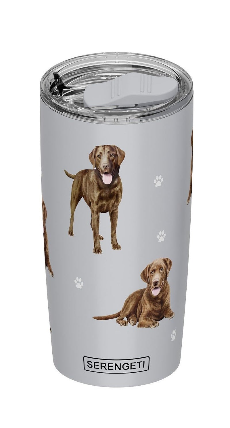 Serengeti SERENGETI Chocolate Labrador 20 Oz. Stainless Steel  Vacuum Insulated Tumbler with Spill Proof Lid - 3D Print - Insulated Travel mug for Hot or Cold Drinks (Labrador Chocolate Tumbler) - Image 1