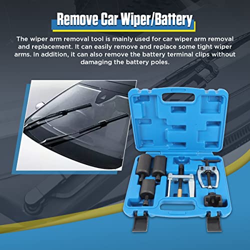 DUOYI 6Pcs Wiper Arm Puller Doesn't Damage The Wiper Arm Removal Tool Strong Structure Windshield Wiper Arm Removal Tool with Toolbox Battery Terminal Puller Compatible with VW/BMW/Ford/Honda/Porsche - Image 4