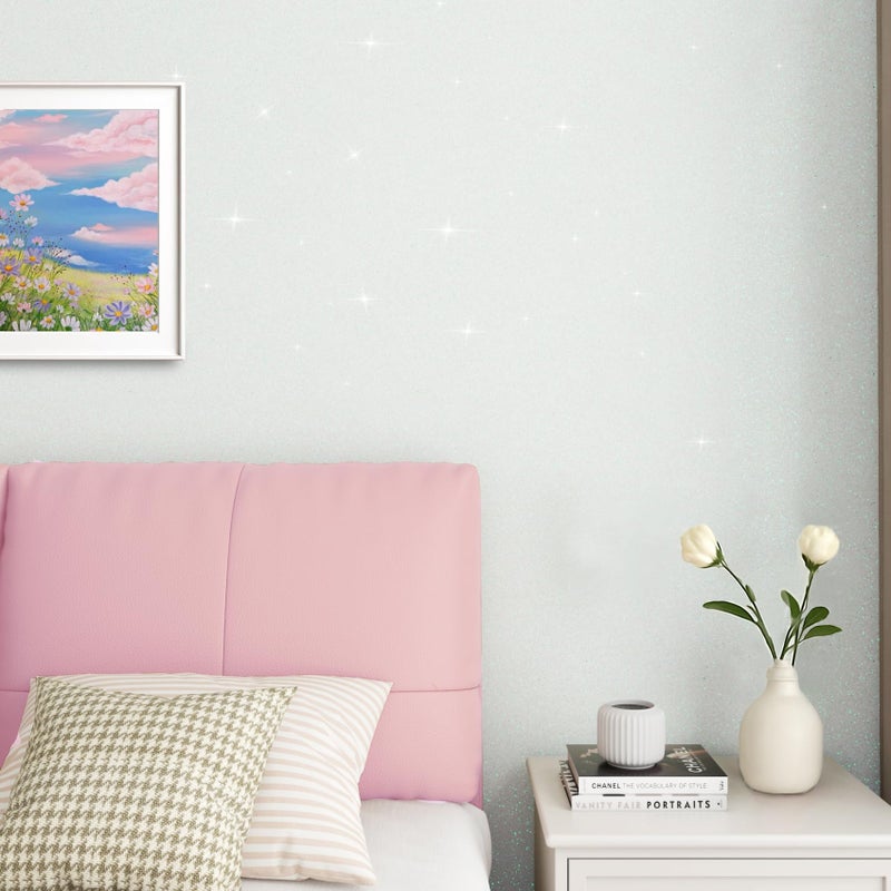 ReWallpaper 24in x 165ft Textured White Glitter Peel and Stick Wallpaper Self Adhesive Shiny Glitter Wallpaper Holographic OffWhite Contact Paper Waterproof Sparkly Wall Decor Bathroom Living Room - Image 2