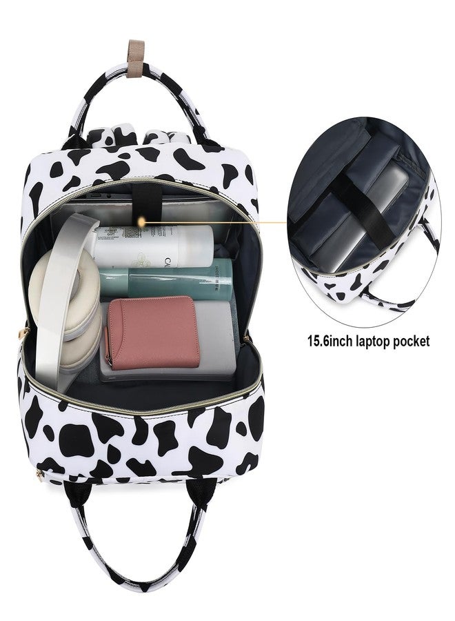 Kouxunt Cow Print Lunch Backpack for Girls Women, Insulated Cooler 15.6 inch Laptop Backpacks, Teacher Nurse Work Backpack Waterproof College School Bookbag - Image 3