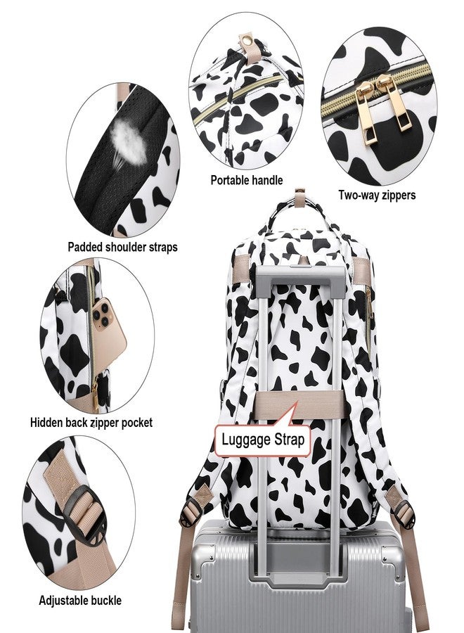 Kouxunt Cow Print Lunch Backpack for Girls Women, Insulated Cooler 15.6 inch Laptop Backpacks, Teacher Nurse Work Backpack Waterproof College School Bookbag - Image 4