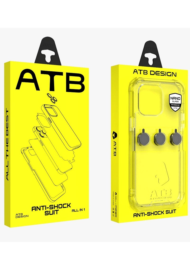 اي تي بي طقم حماية شامل 6 في 1 ايفون 13برو ملكس تركيب سهل فائق الدقة مع واقي شاشة نانو مرن شفاف تجربة جديدة في حماية الشاشة بفضل واقي النانو المرن. يشمل الطقم جميع الملحقات الأخرى: كفر شفاف، حماية عدسة، لزقة خلفية، لزقات قماشية واقية، وإطار مغناطيسي. - Image 1