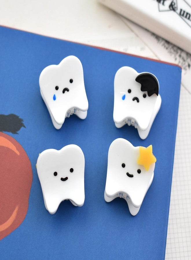 Ynxee 6Pcs Mini Tooth Shape Hair Clips Small Funny Good and Bad Tooth Hair Clips Hair Accessories, Each 0.9" - Image 3