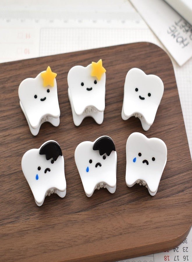 Ynxee 6Pcs Mini Tooth Shape Hair Clips Small Funny Good and Bad Tooth Hair Clips Hair Accessories, Each 0.9" - Image 1