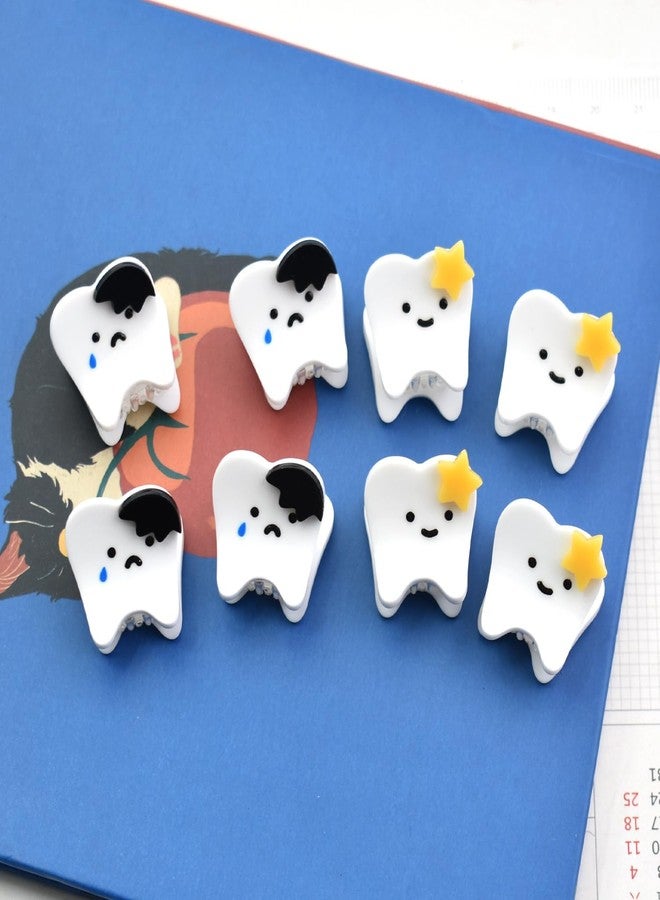 Ynxee 6Pcs Mini Tooth Shape Hair Clips Small Funny Good and Bad Tooth Hair Clips Hair Accessories, Each 0.9" - Image 2
