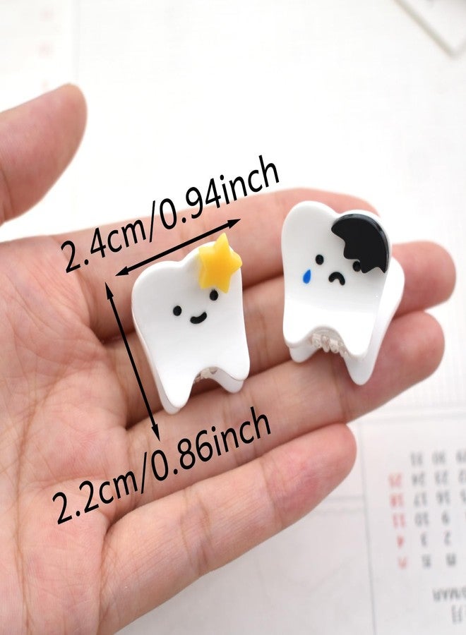 Ynxee 6Pcs Mini Tooth Shape Hair Clips Small Funny Good and Bad Tooth Hair Clips Hair Accessories, Each 0.9" - Image 5