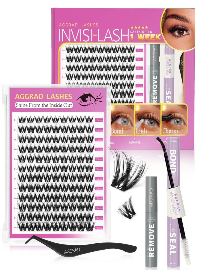 AGGRAD Flora Lash Clusters Kit 8-14mm D Curl Wispy Eyelash Extension Kit Spiky Cat Eye Lashes Individual Fake Eyelashes Clusters Kit Ultra-Thin Black Band - Image 1