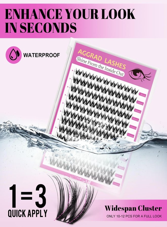AGGRAD Flora Lash Clusters Kit 8-14mm D Curl Wispy Eyelash Extension Kit Spiky Cat Eye Lashes Individual Fake Eyelashes Clusters Kit Ultra-Thin Black Band - Image 4