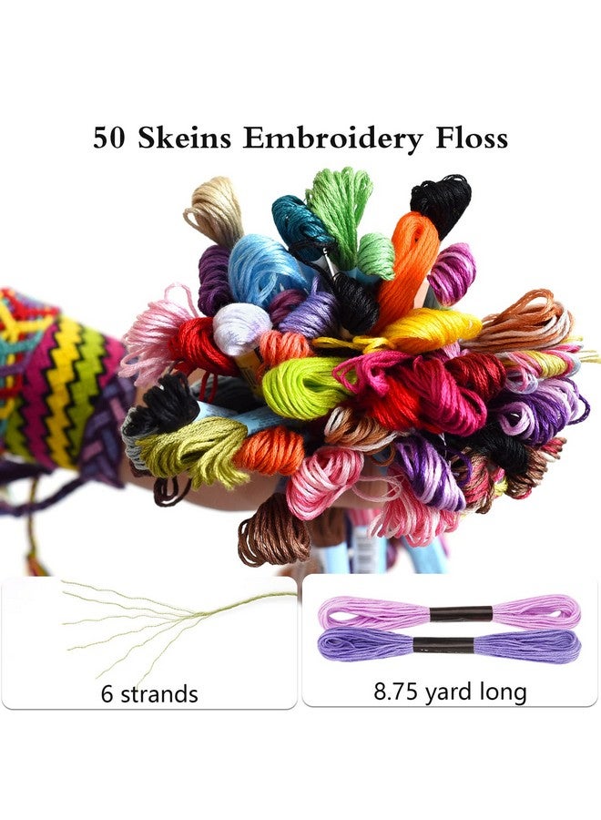 Caydo Embroidery Floss 50 Skeins Embroidery Thread, Rainbow Color Friendship Bracelet String With 12 Pieces Floss Bobbins For Bracelet Making, Sewing Crafts - Image 3