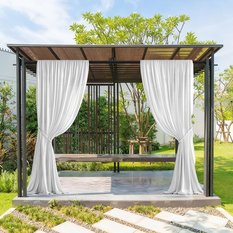 ZOCONE Tension Curtain Rod 51-168 In (4.25-14 Ft), Extra Long Outdoor Curtain Rod No Drilling for Patio Window, Adjustable Shower Curtain Rod for Bathroom, Tension Rod Diameter 1.26In Never Rust,Black - Image 2