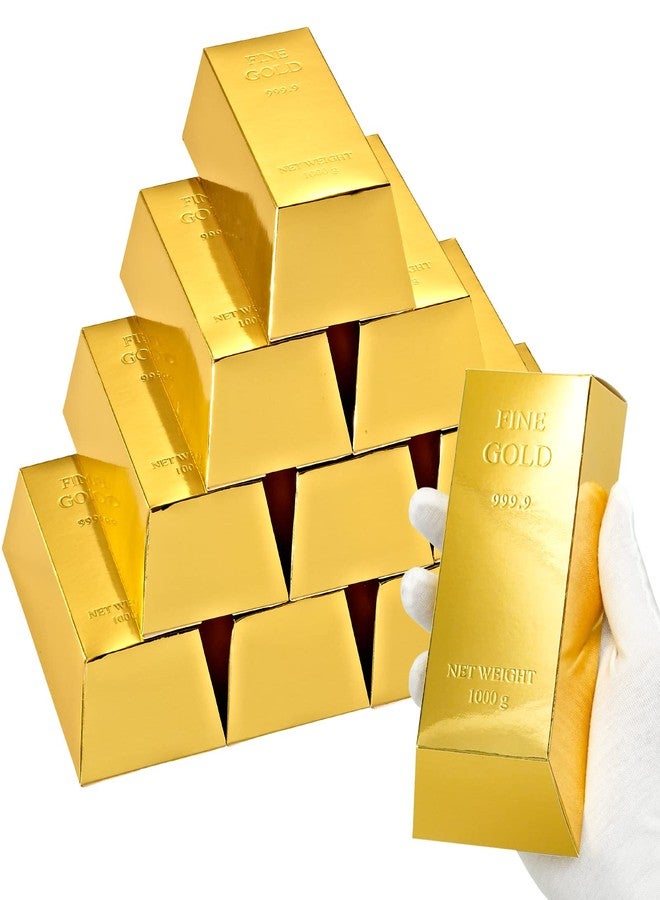 UnicoPak 10 Pack Gold Bar Party Favor Gift Boxes Treasure Hunt Chocolate Coins Candy Boxes Treat Boxes for Pirate Casino Golden Birthday Money Gifts Themed Party - Image 1