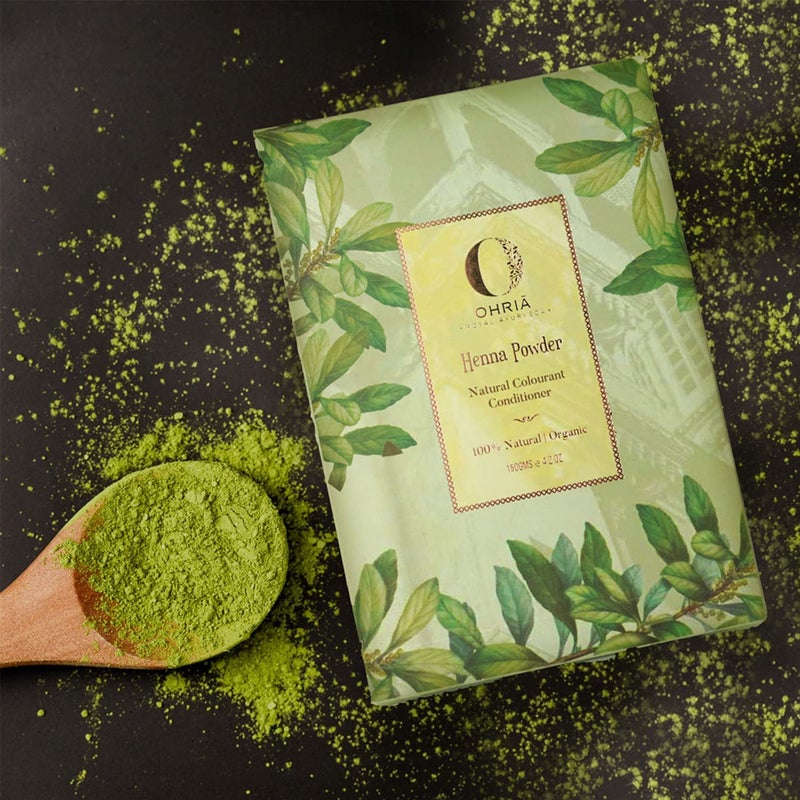 Ohria Ayurveda 100 Pure Henna Powder Natural Hair Color and Conditioner For Long Lasting Brown Shade Natural Henna Powder Nourish Strengthen Shine Suitable for All Hair Types 150g - Image 2
