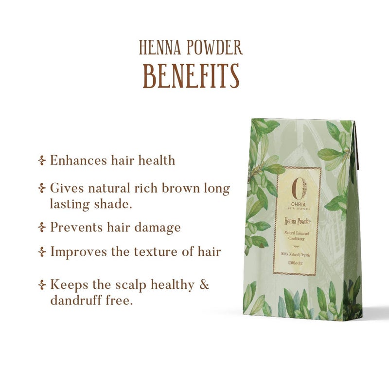 Ohria Ayurveda 100 Pure Henna Powder Natural Hair Color and Conditioner For Long Lasting Brown Shade Natural Henna Powder Nourish Strengthen Shine Suitable for All Hair Types 150g - Image 4