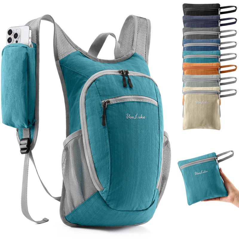 Uselike 10L Small Hiking Backpack Travel Daypack Lightweight Packable Back Pack for Women Men(Teal Blue) - Image 1