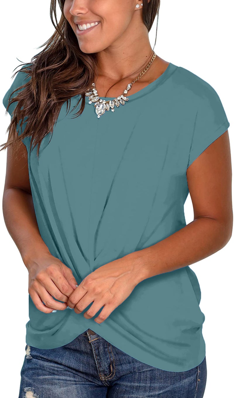 Jescakoo Womens Tops Dressy for Work XL Blue Tops for Women Casual Summer Elegant XL - Image 2