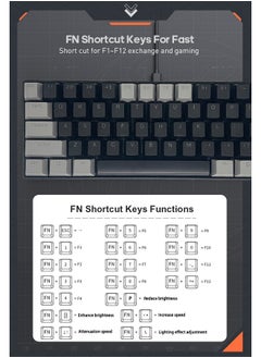 Zeemey 61 Keys RGB Gaming Keyboard 60% Mini Wired Waterproof With Anti-ghosting Keyboard and Two-color Keycaps With Red Switch for Gamers(Black and dark gray)  - Image 5