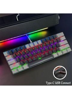 Zeemey 61 Keys RGB Gaming Keyboard 60% Mini Wired Waterproof With Anti-ghosting Keyboard and Two-color Keycaps With Red Switch for Gamers(Black and dark gray)  - Image 3