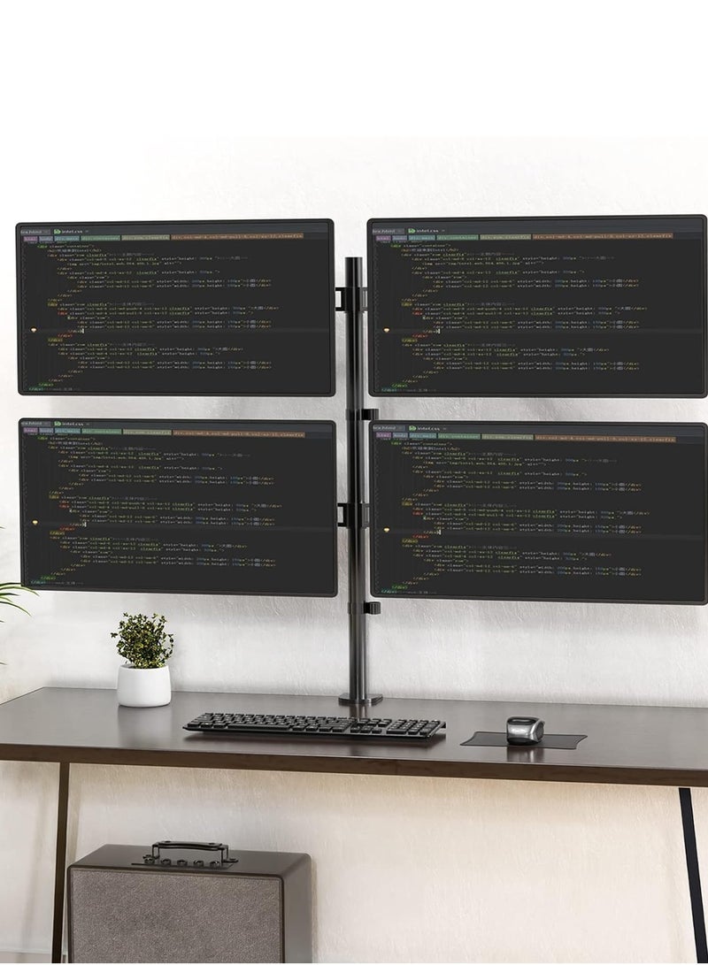 NEWSTAR Quad Monitor Desk Mount – Fits 4 Screens up to 27″ | Adjustable Monitor Arm with Tilt, Swivel & Rotate | Heavy Duty Stand with C-Clamp & Grommet Base – Black - Image 2