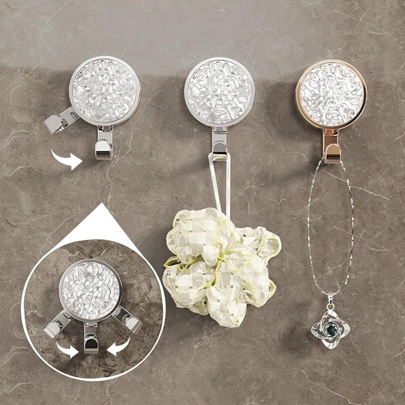 Silver Wall Hooks 4 Pack Easy Installation Protects Wall Round Hanging Hooks for Bathroom - Image 3