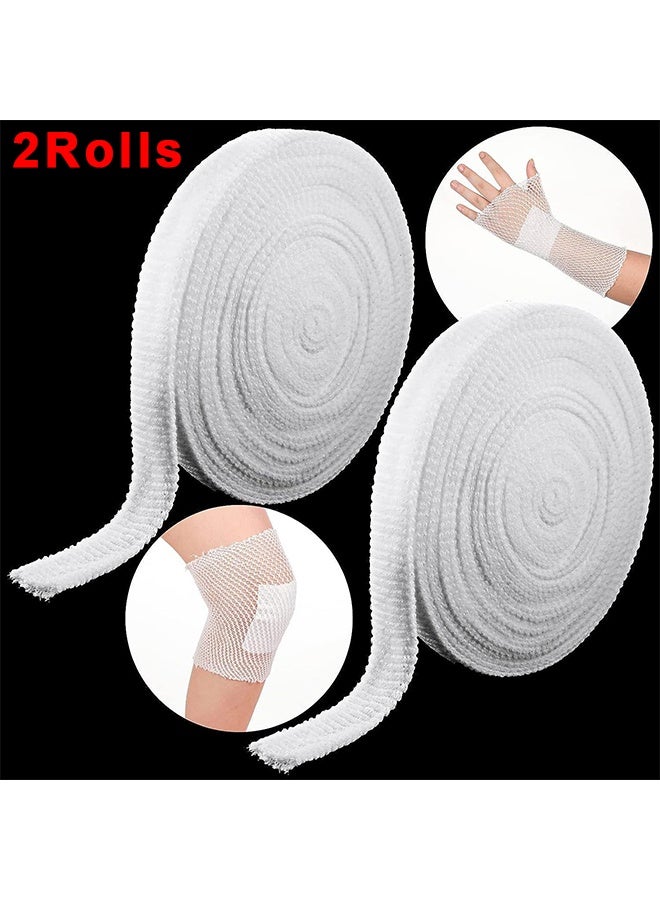 HS 2 Rolls Tubular Stretch Gauze Bandage No Tape Required, Dressing Retainer Tubular Elastic Gauze Bandage, Elastic Net Wound Dressing Elastic Retainer, Sweat Absorbing Bandage For Arms, Legs & Knees (2.5cm/0.98in*2m/78.74in And 3.8cm/1.5in*2m/78.74in) - Image 1