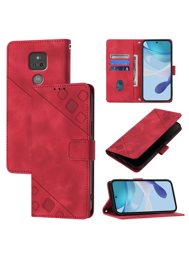 S-TOP Case For Motorola Moto G Play 2021 Skin Feel Embossed Leather Phone Case - Image 1