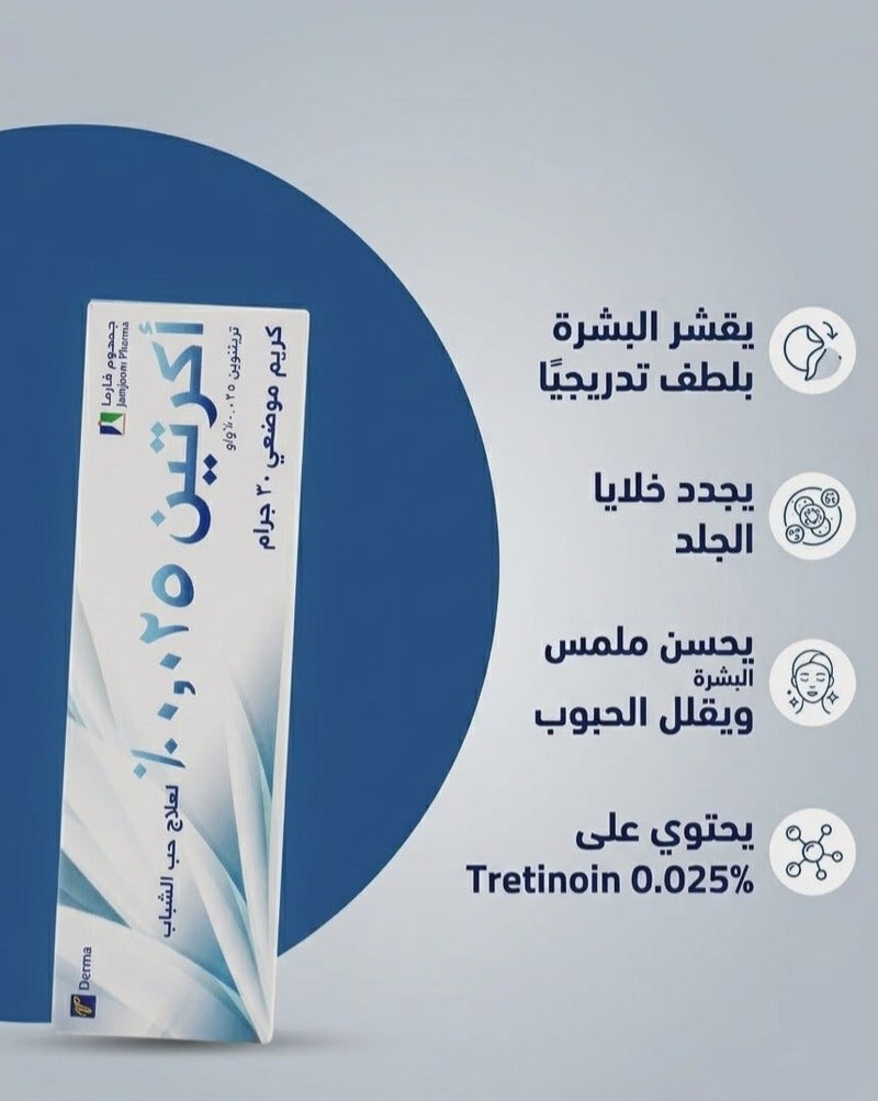 أكريتين عرض عبوتين كريم اكرتين 0.025% لتجديد البشرة - (2 × 30 جرام) - Image 2