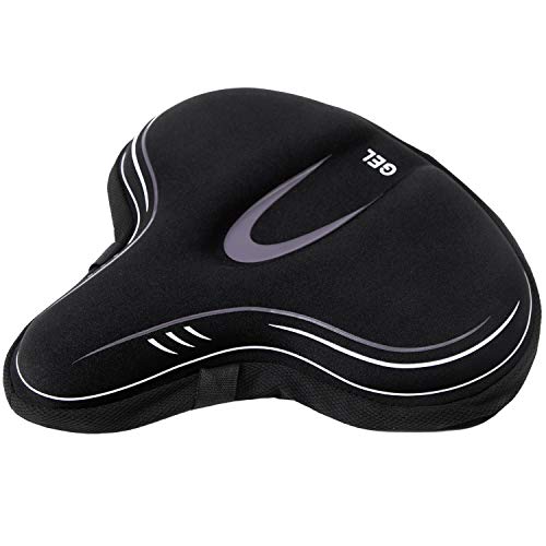 YBEKI Wide Gel Bike Seat Cover for Peloton/Spin Bikes - 2cm Cooling Gel & Memory Foam Cushion | Non-Slip Base & Airflow Vents | Fits 8.5-10" Wide Saddles (YOSUDA/Echelon/Schwinn Compatible) ﻿ - Image 2